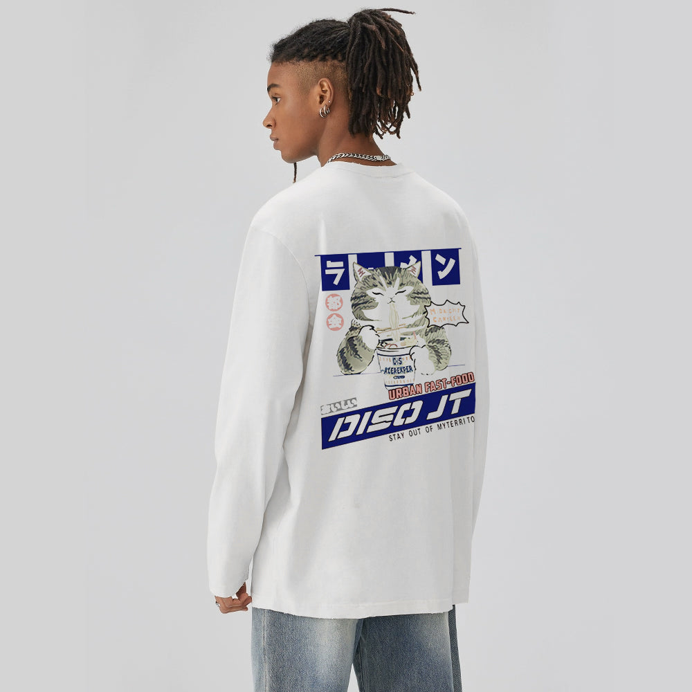 Japanese Greedy Cat Long Sleeve Shirt