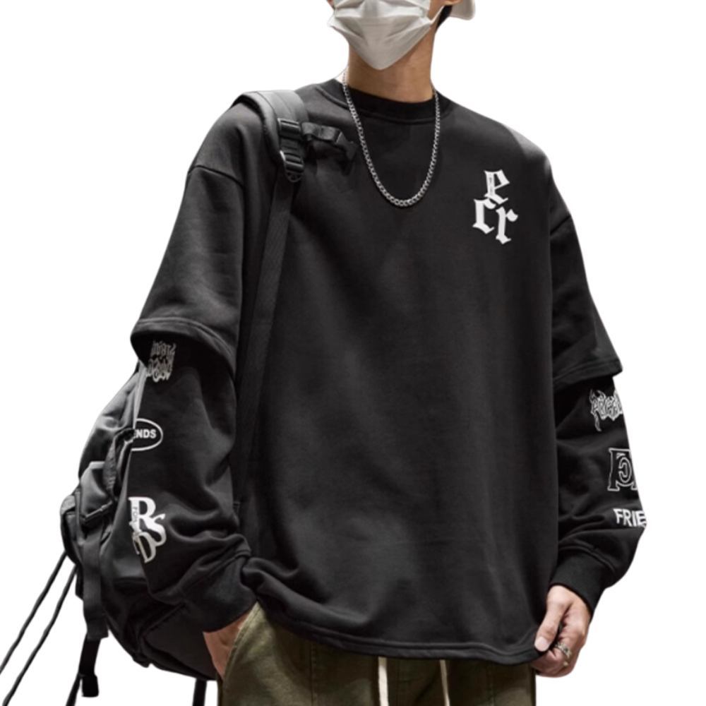 Japanese Retro Letter Print Sweatshirt