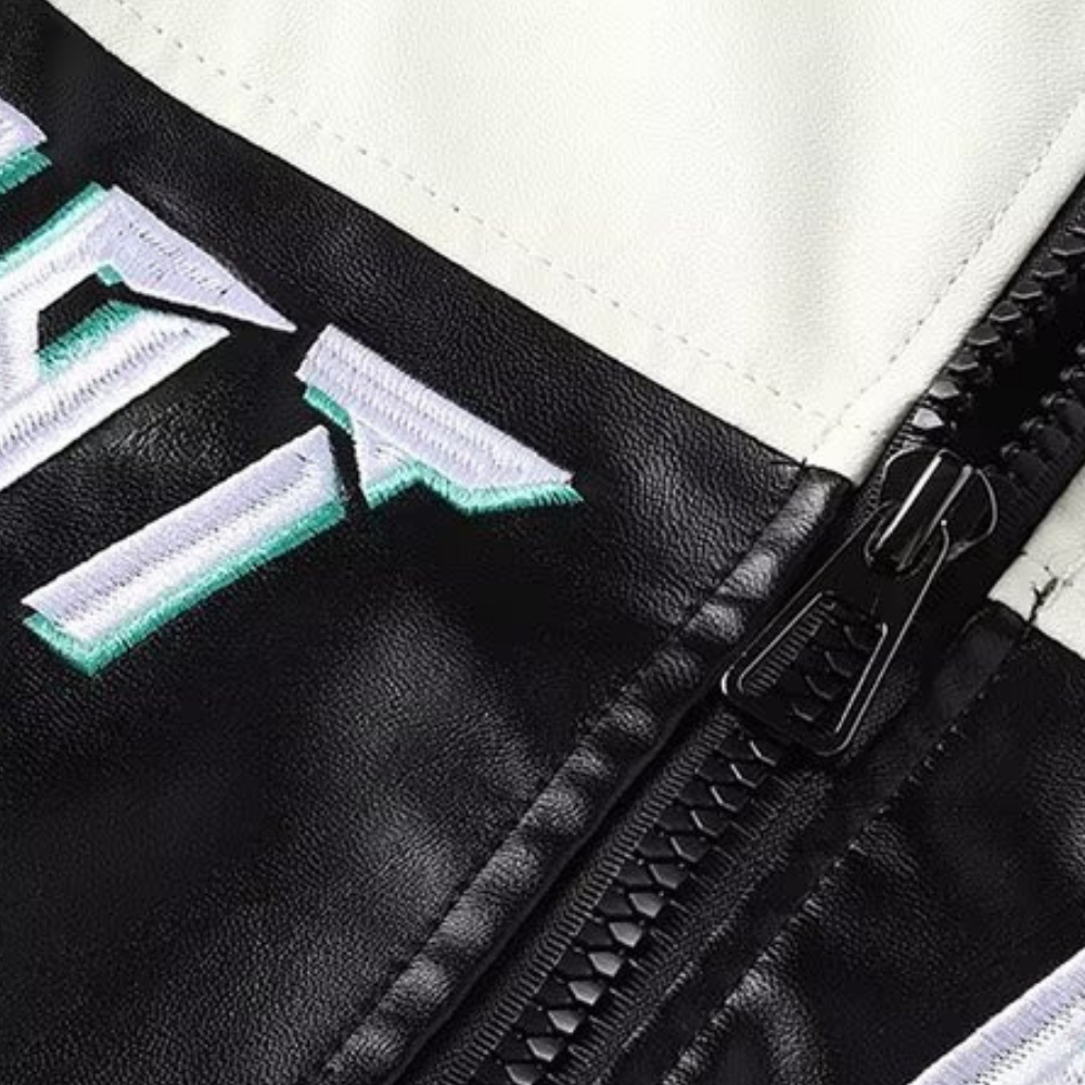 Street Embroidered Biker Leather Jacket
