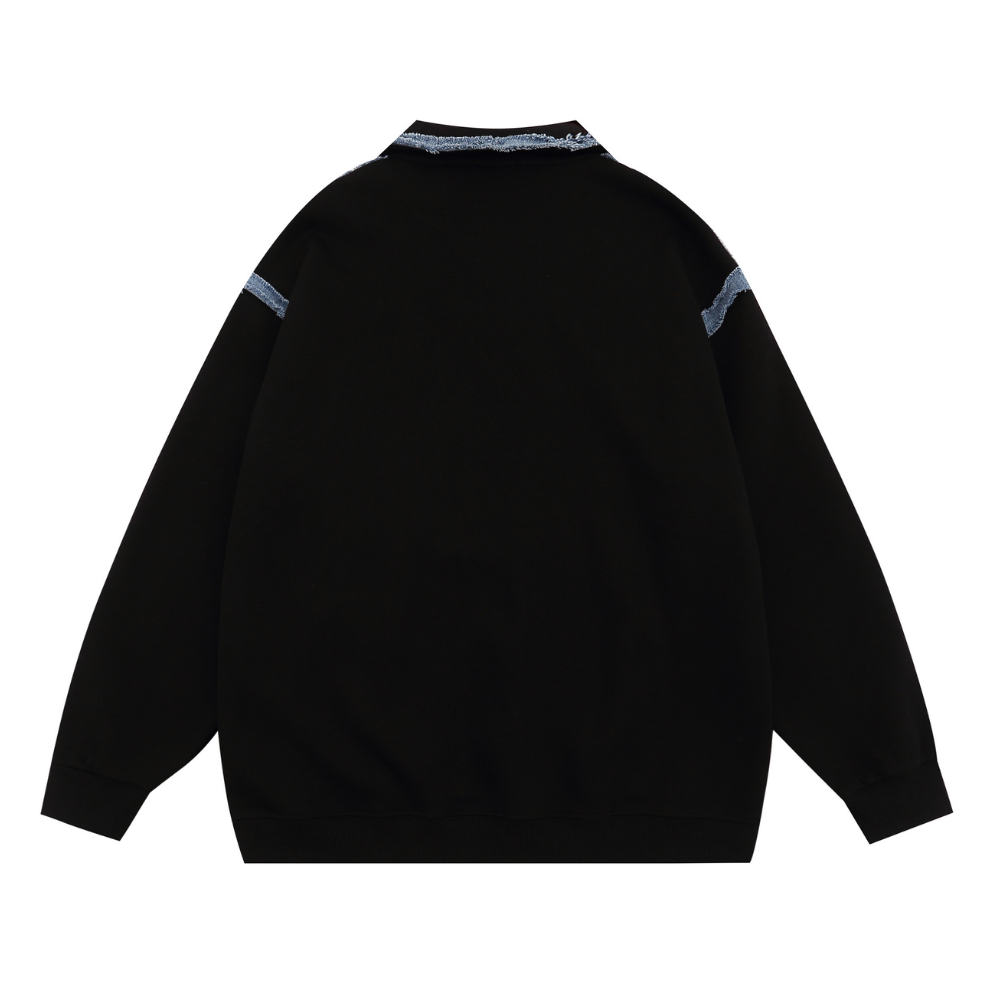 Urban Denim Panel Polo Sweatshirt