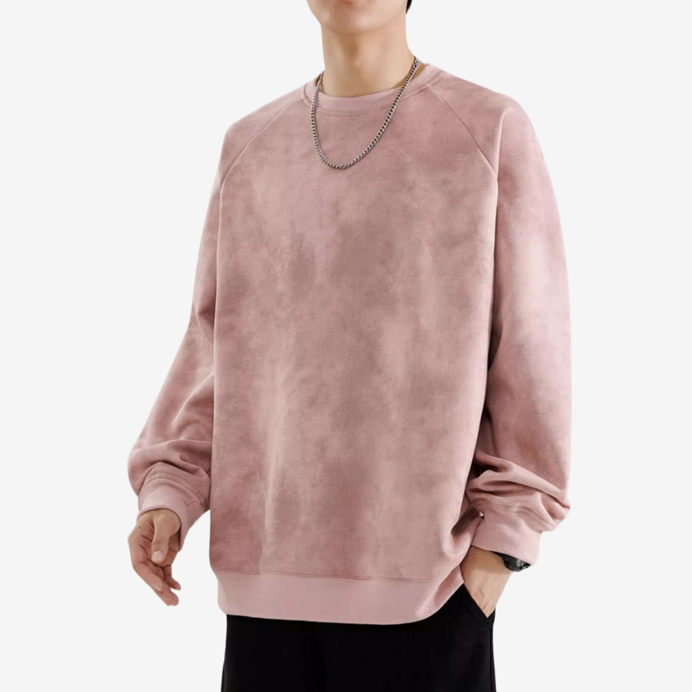 Solid Color Suede Sweatshirt