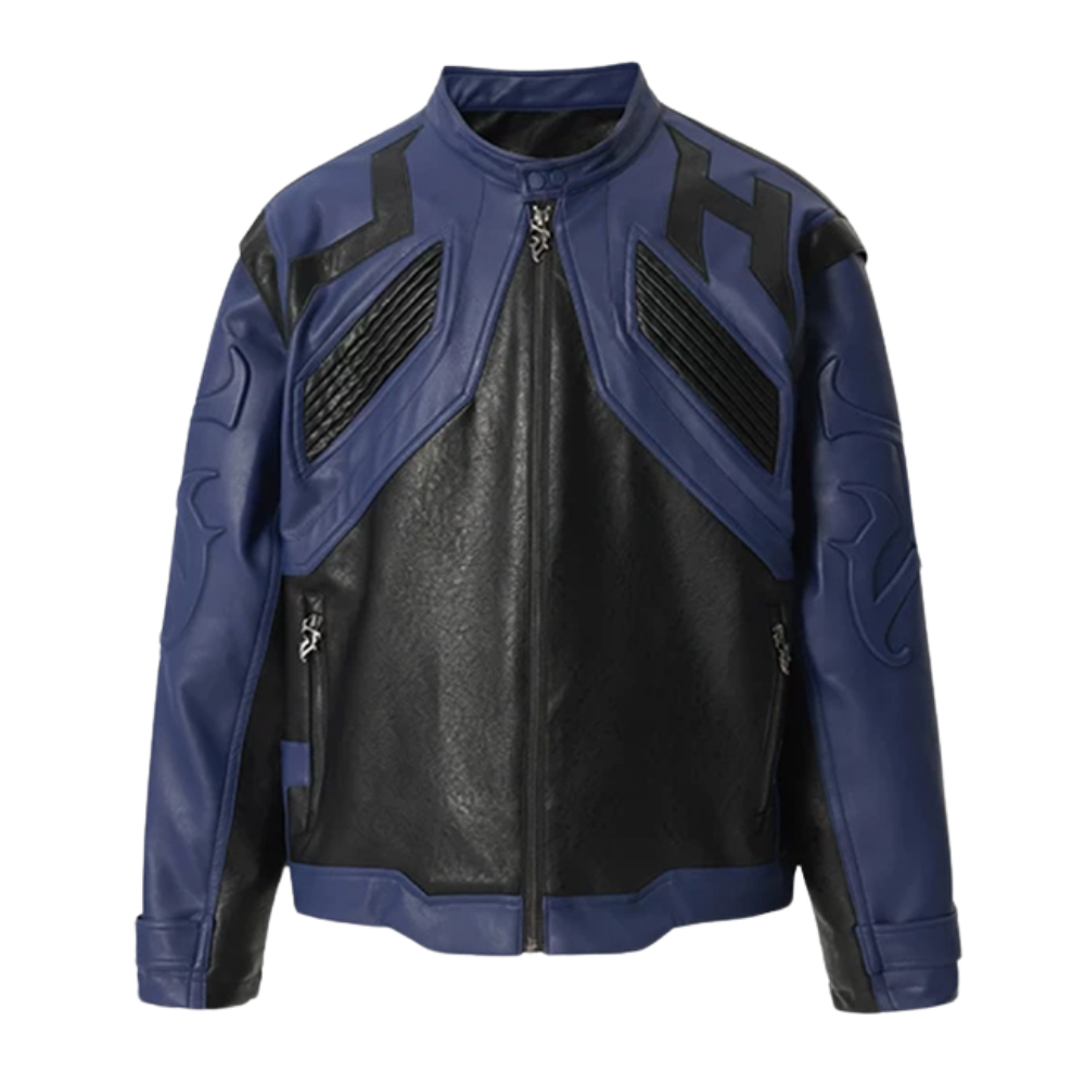Hiphop Heavy Color Block Leather Jacket