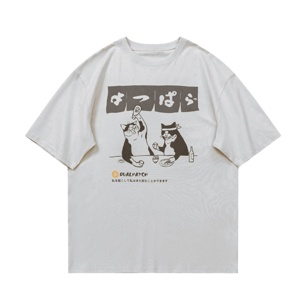 Urban Cartoon Cat Graphic T-Shirt
