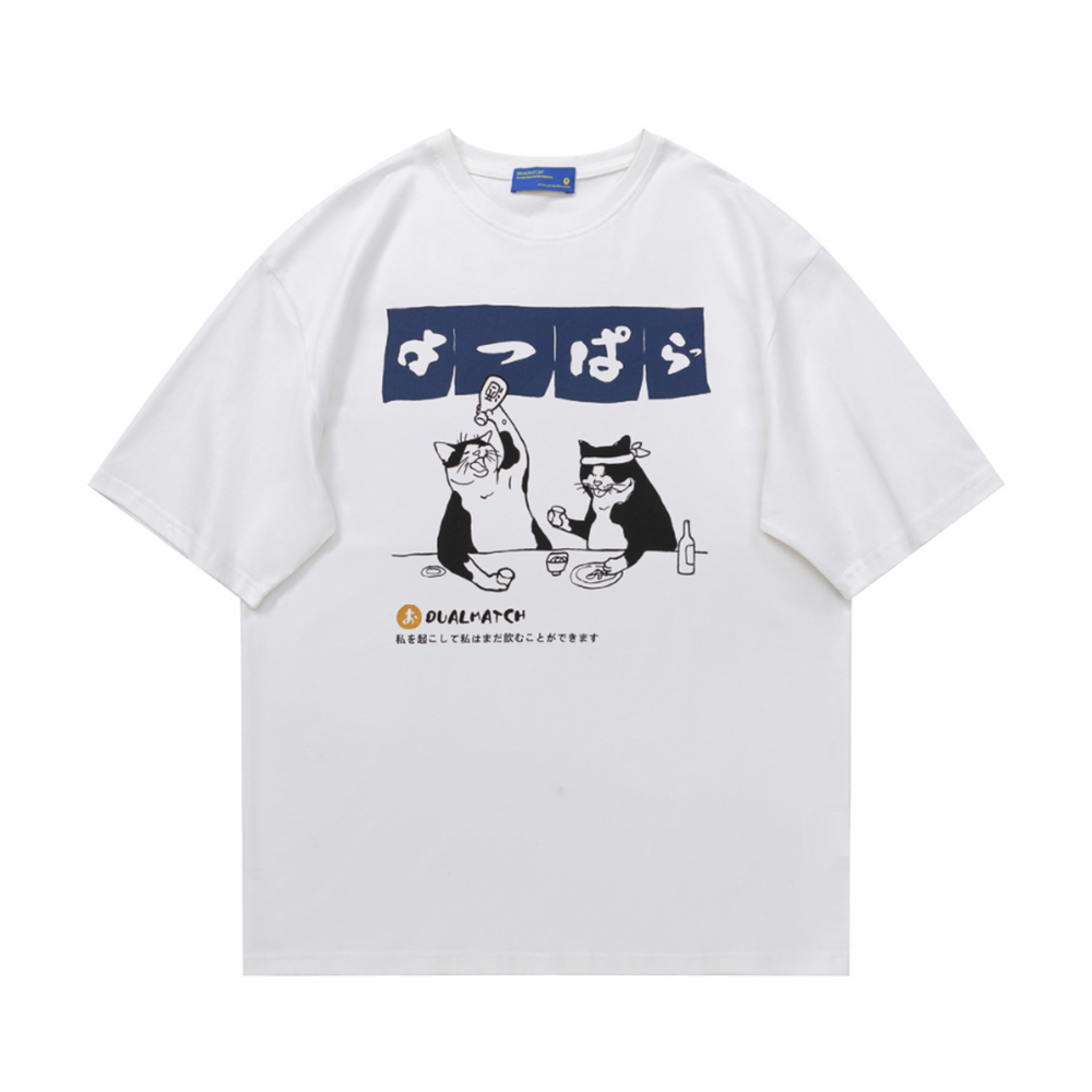Urban Cartoon Cat Graphic T-Shirt
