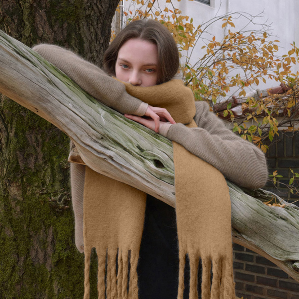 Solid Color Tassel Scarf