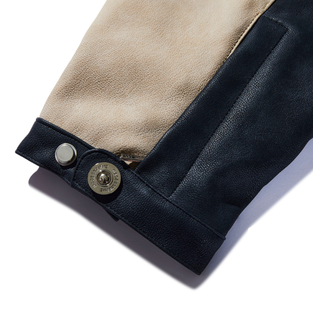 Motorcycle Style Stand collar PU stitching Jacket