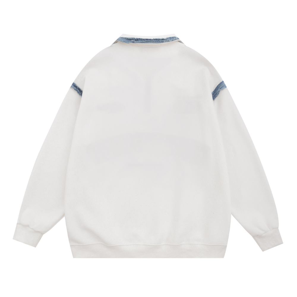Urban Denim Panel Polo Sweatshirt