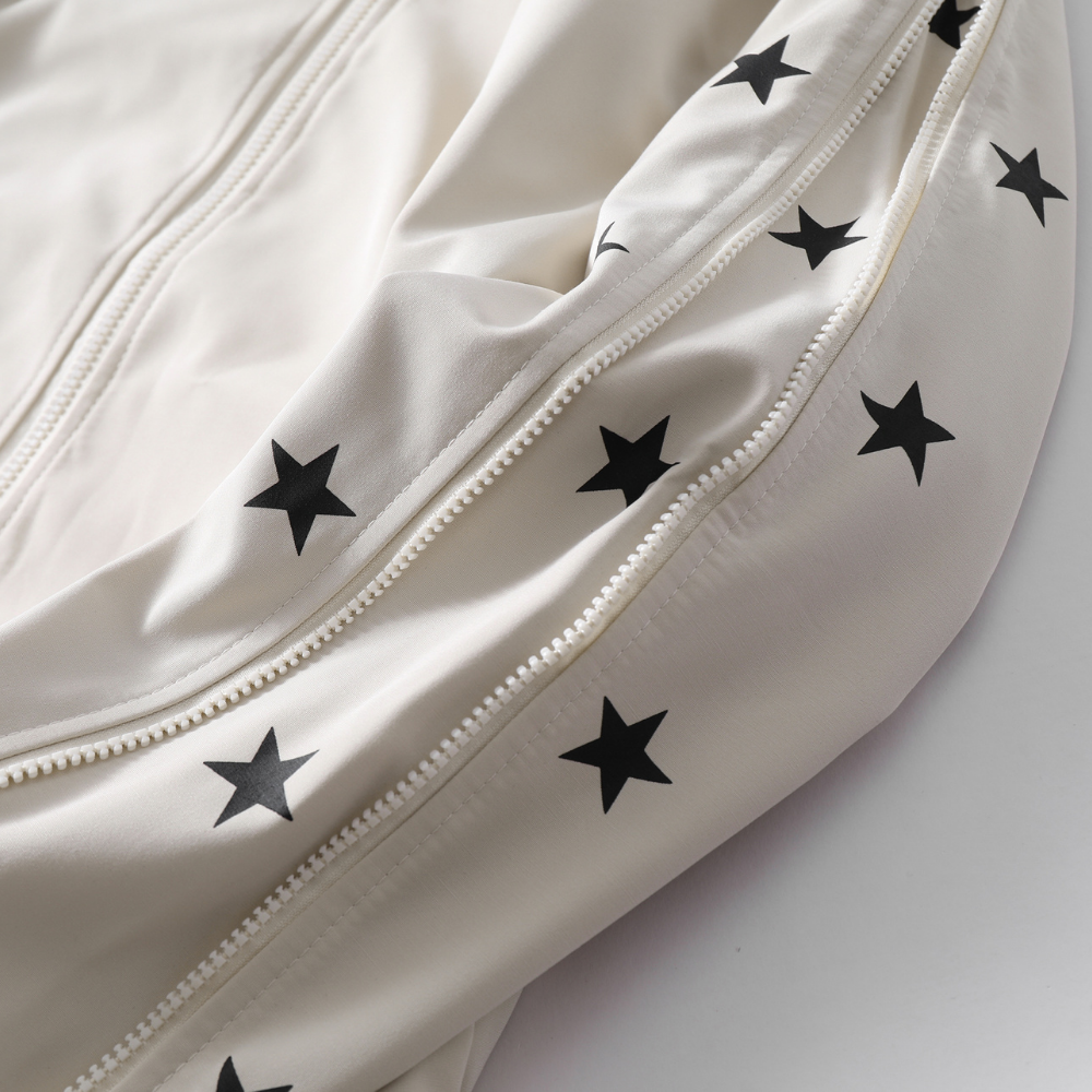 High Street Sleeve Zippers Star Print Jacket