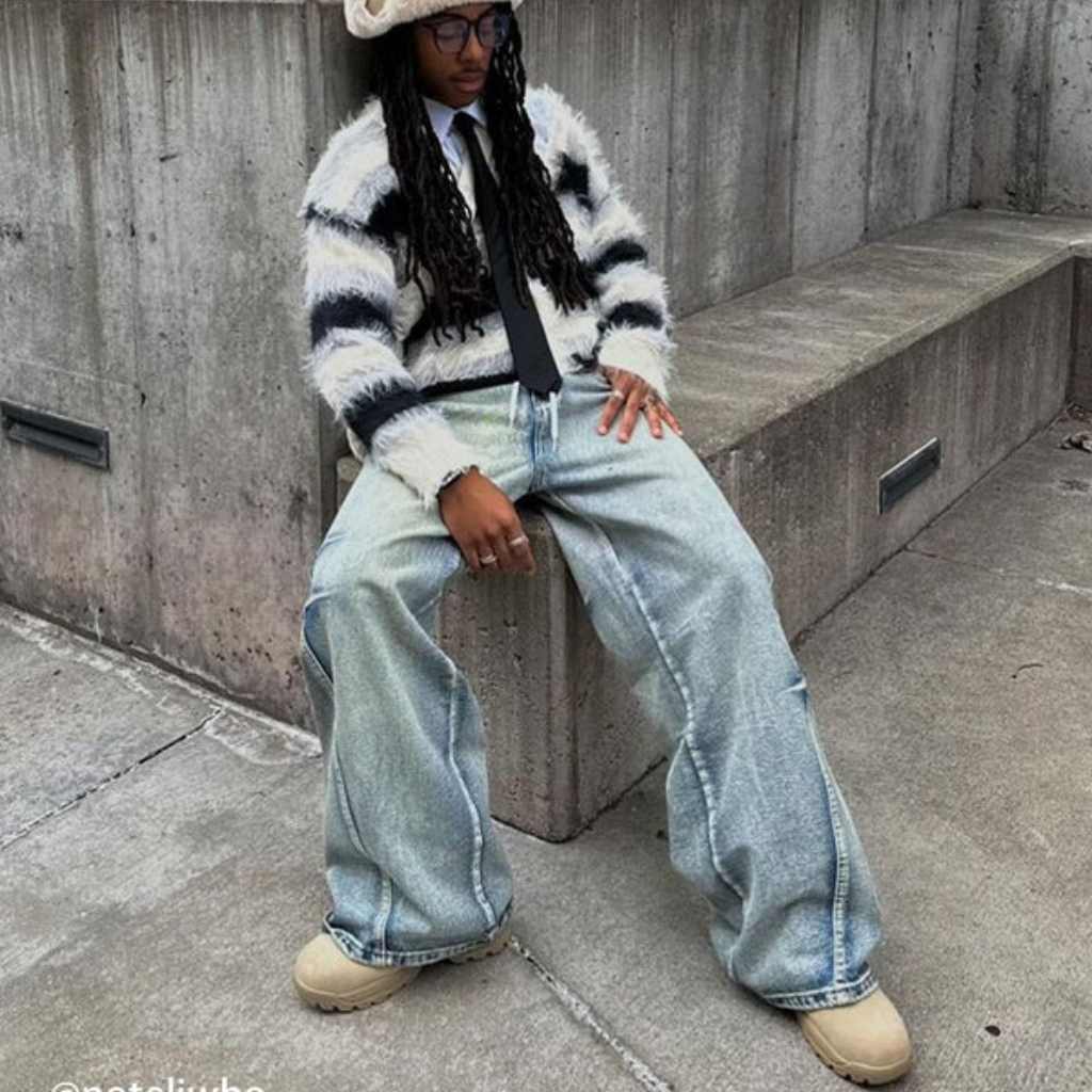 Women's High Street Washed Textured Jeans