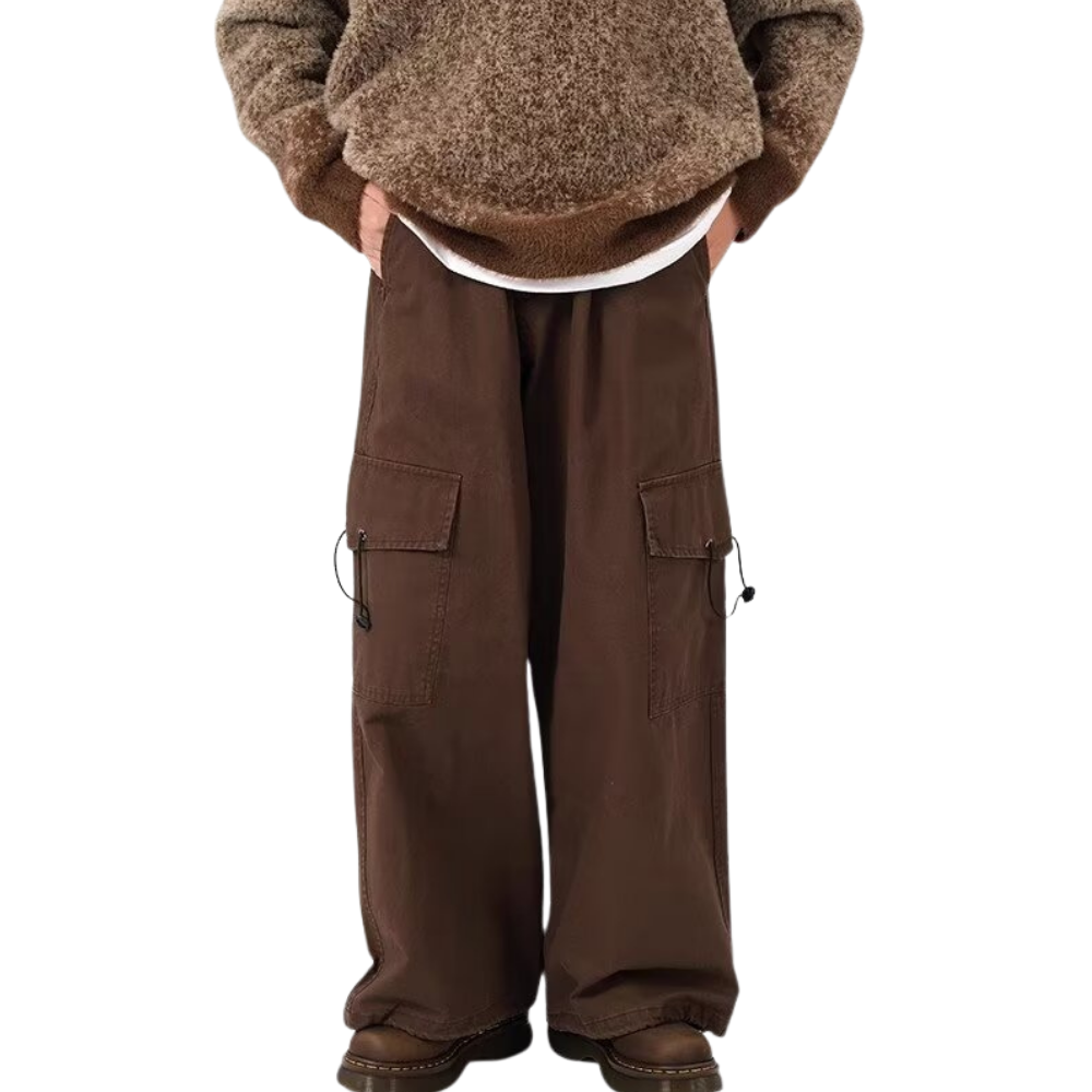 Retro Pocket Adjustable Drawstring Cargo Pants