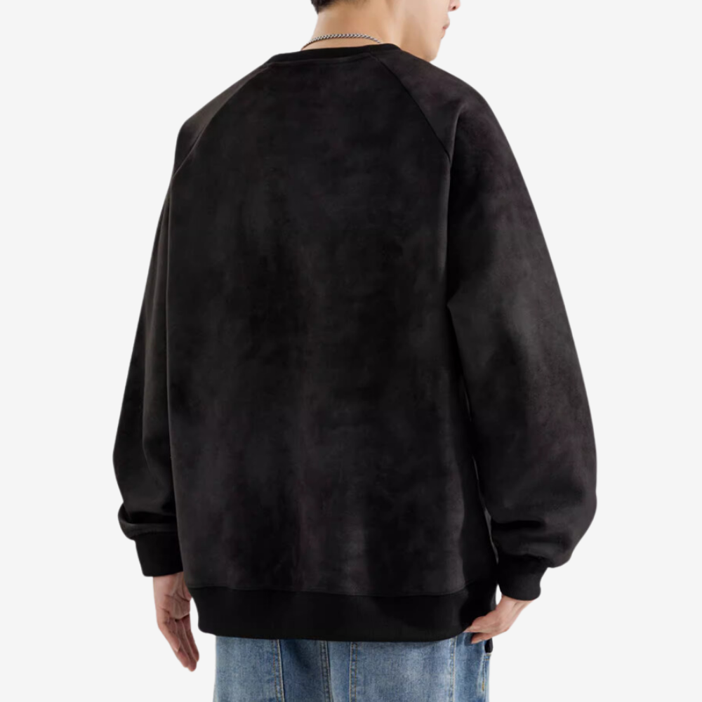 Solid Color Suede Sweatshirt
