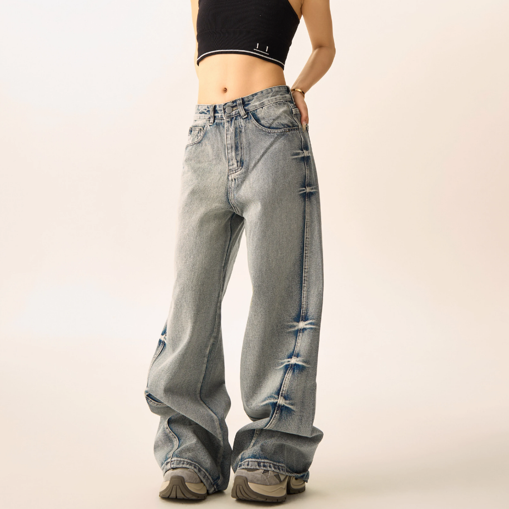 Women's High Street Washed Textured Jeans