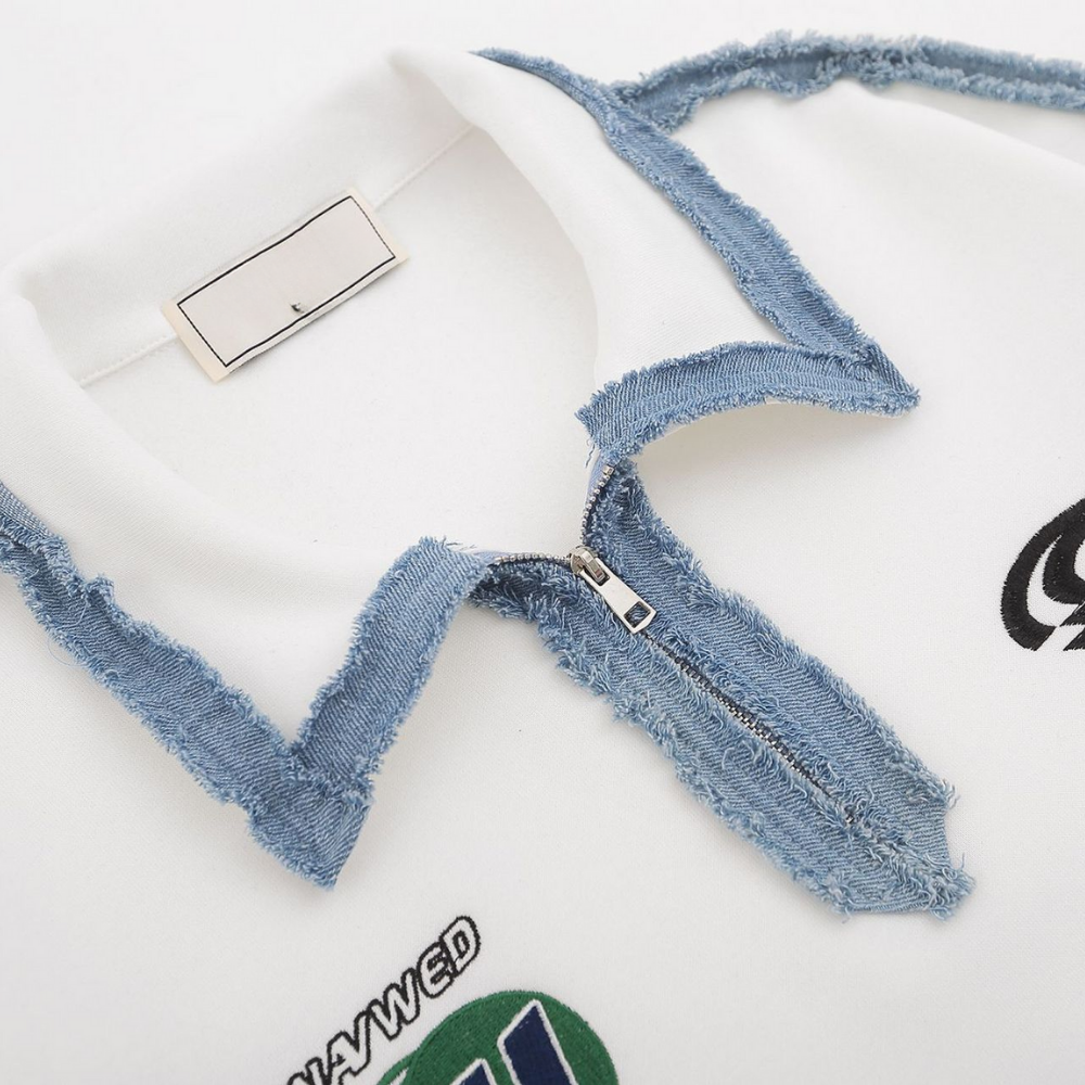 Urban Denim Panel Polo Sweatshirt