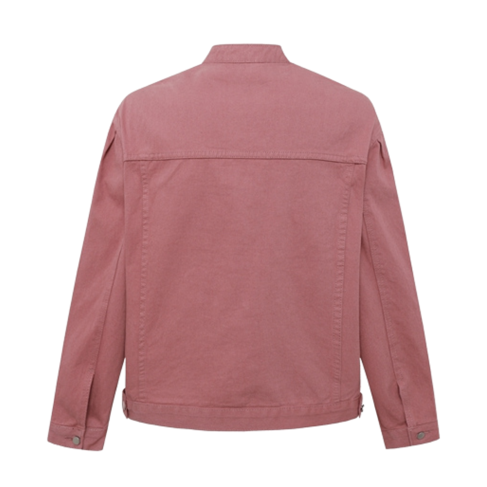 Casual Collarless Work Denim Jacket
