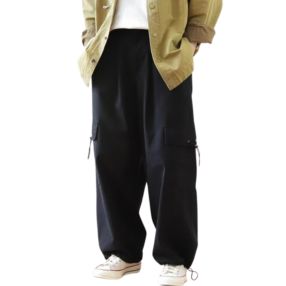Retro Pocket Adjustable Drawstring Cargo Pants
