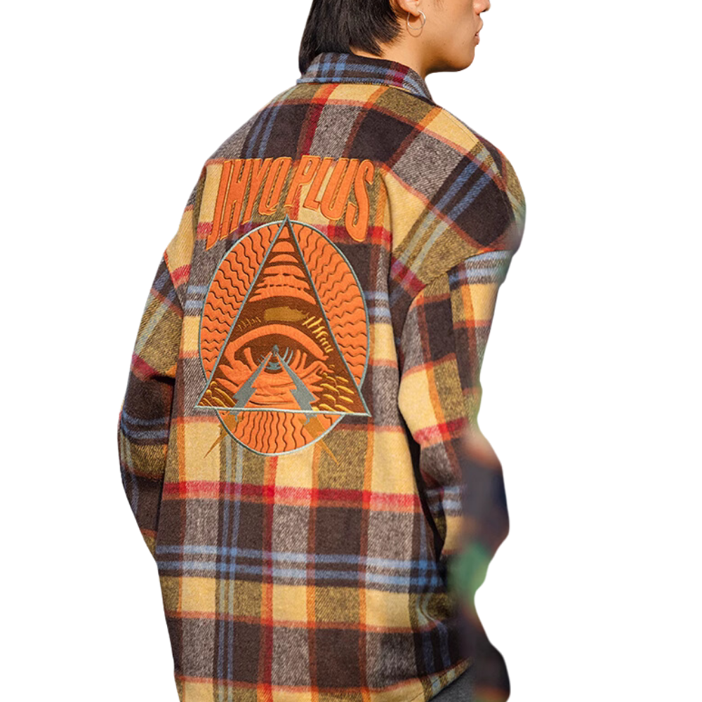 Eyes Letter Patch Embroidered Shirt