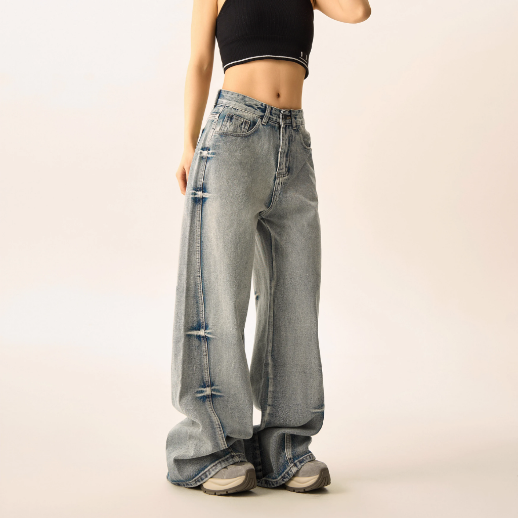 Women's High Street Washed Textured Jeans