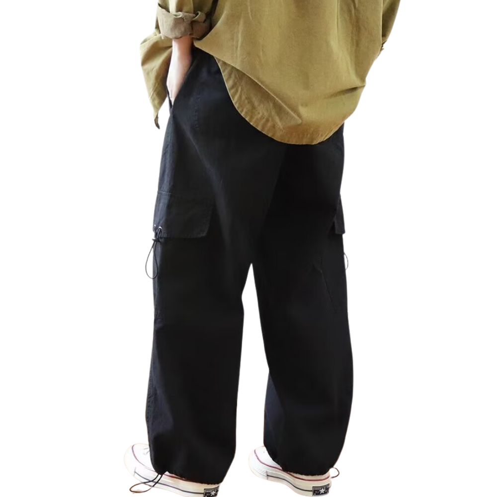 Retro Pocket Adjustable Drawstring Cargo Pants