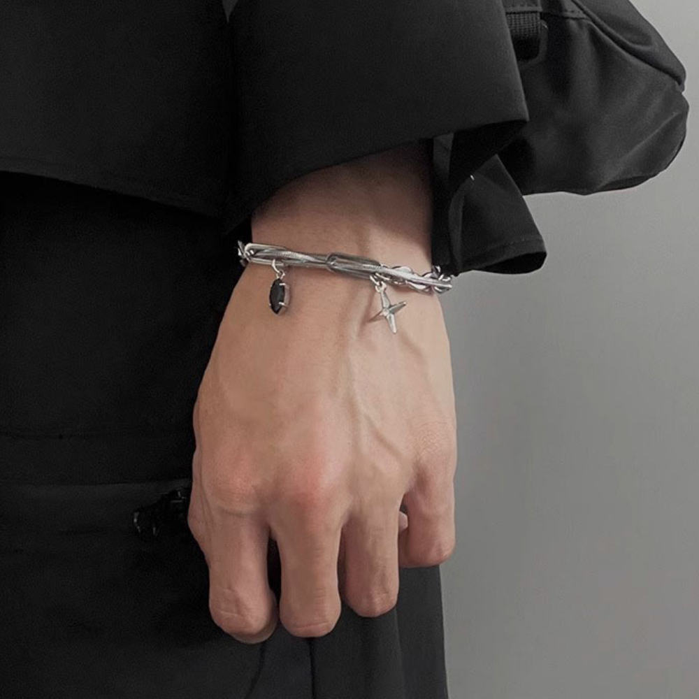 Double Star Obsidian Bracelet