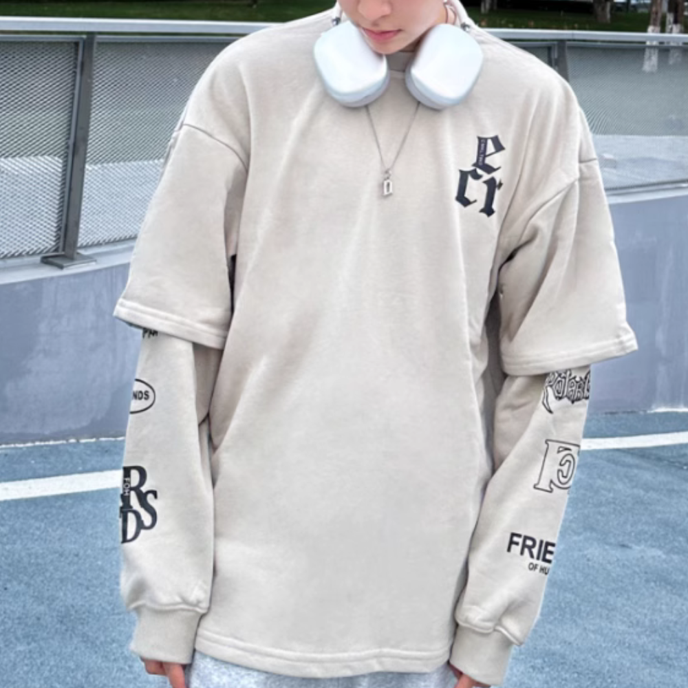 Japanese Retro Letter Print Sweatshirt