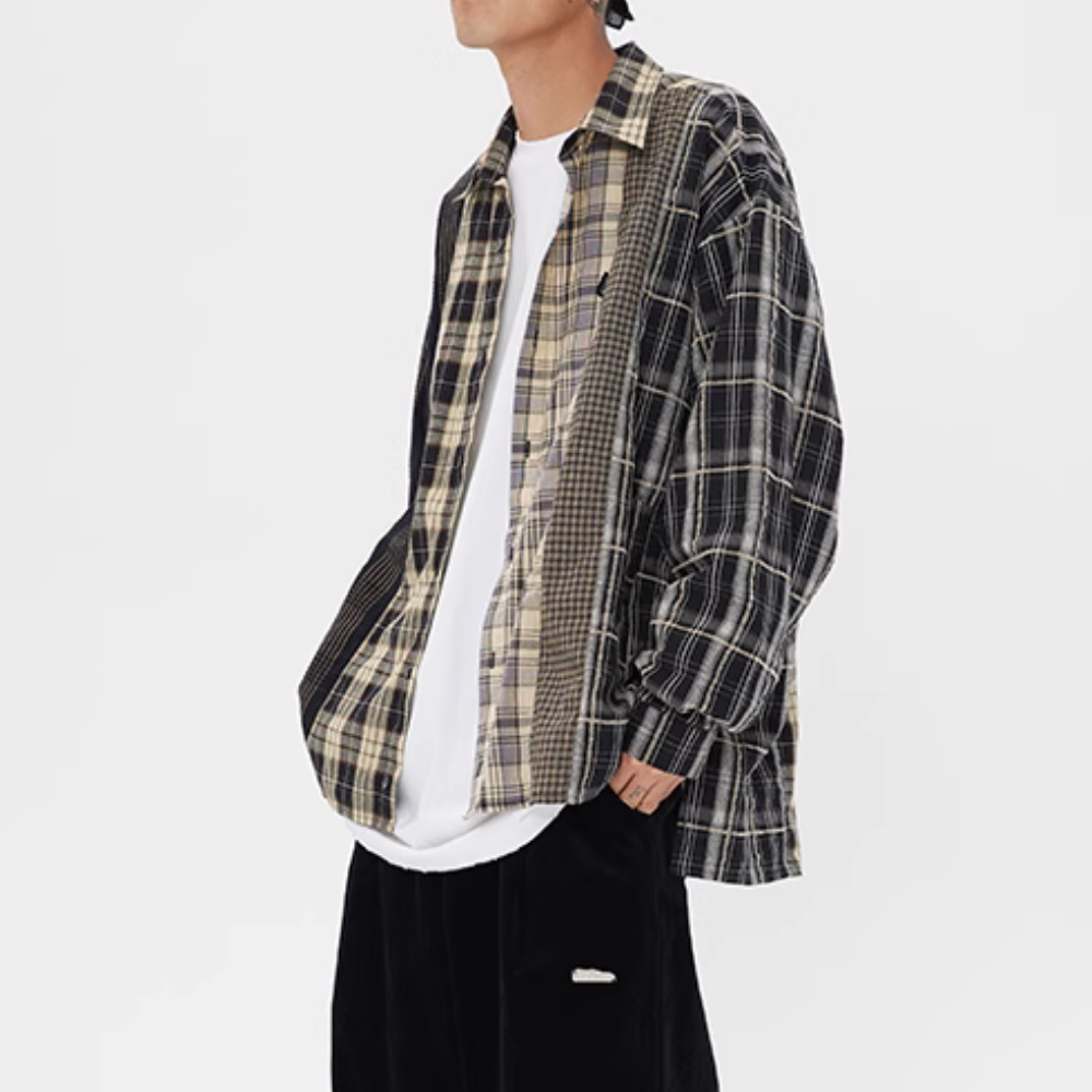 Vintage Patchwork Plaid Shirt