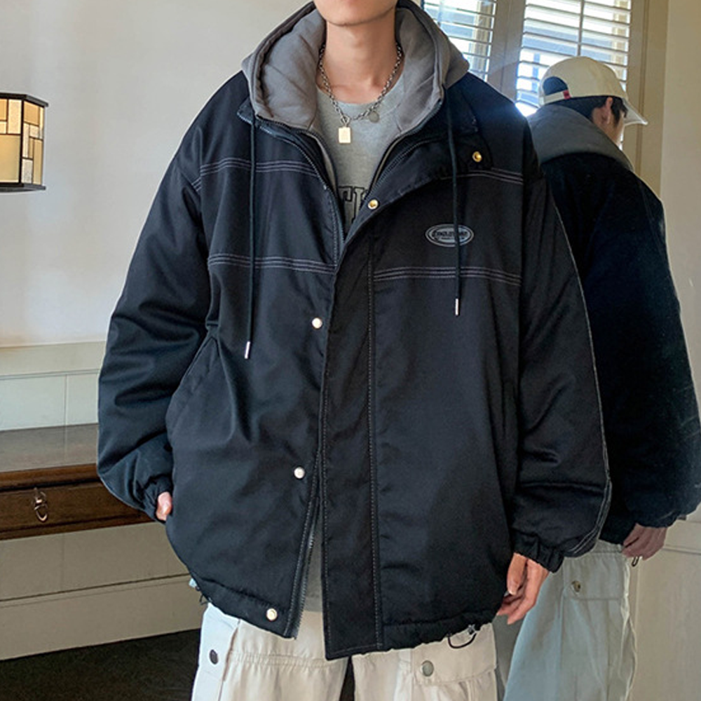 retro Contrast Color Fake Two Pieces Coat