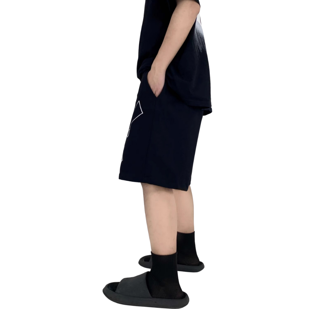 Sports Solid Gun Embroidery Shorts