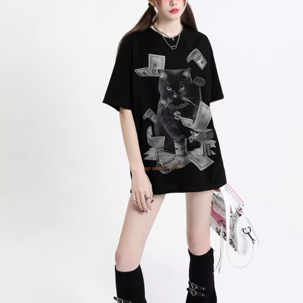 Dollar Persian Cat Print T-shirt