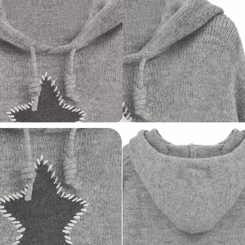 Women's Solid Star Hooded Sweater