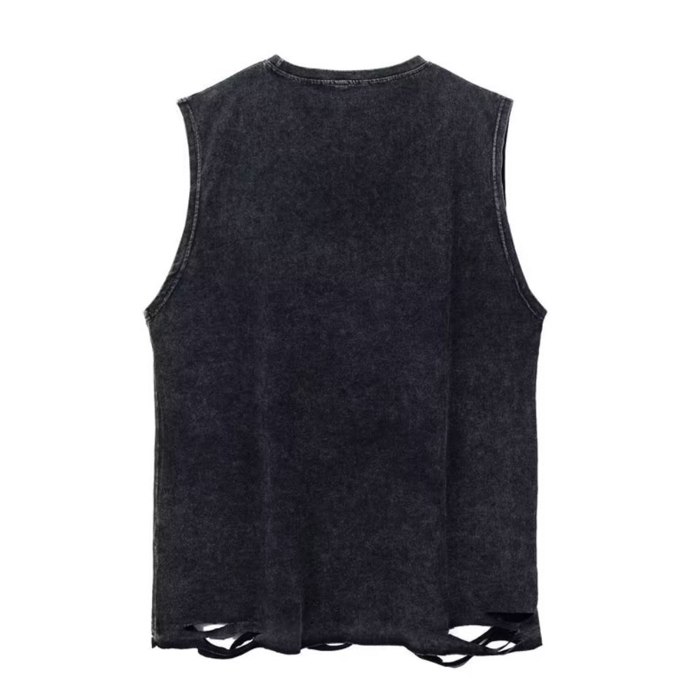 Alphabet Washed Casual Vest