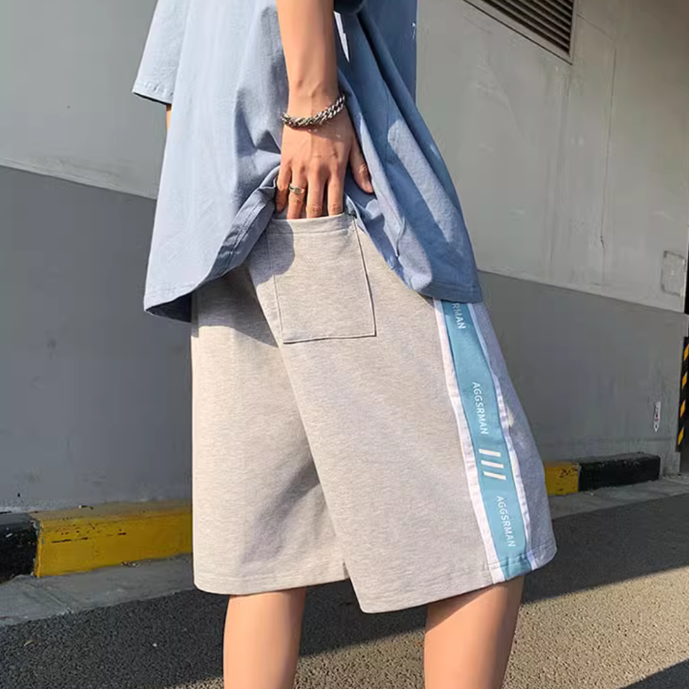 Athletic Letter Panel Cotton Shorts