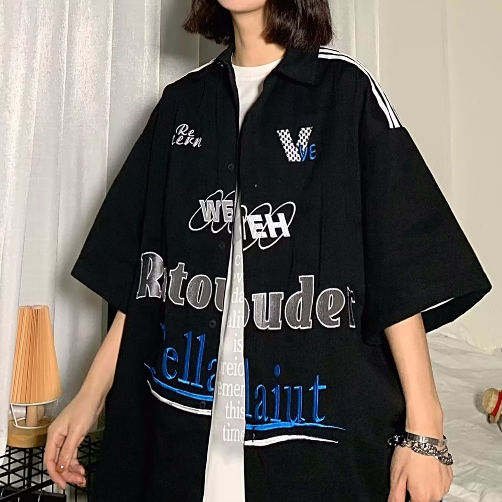 Hip Hop Letter Racing Shirt