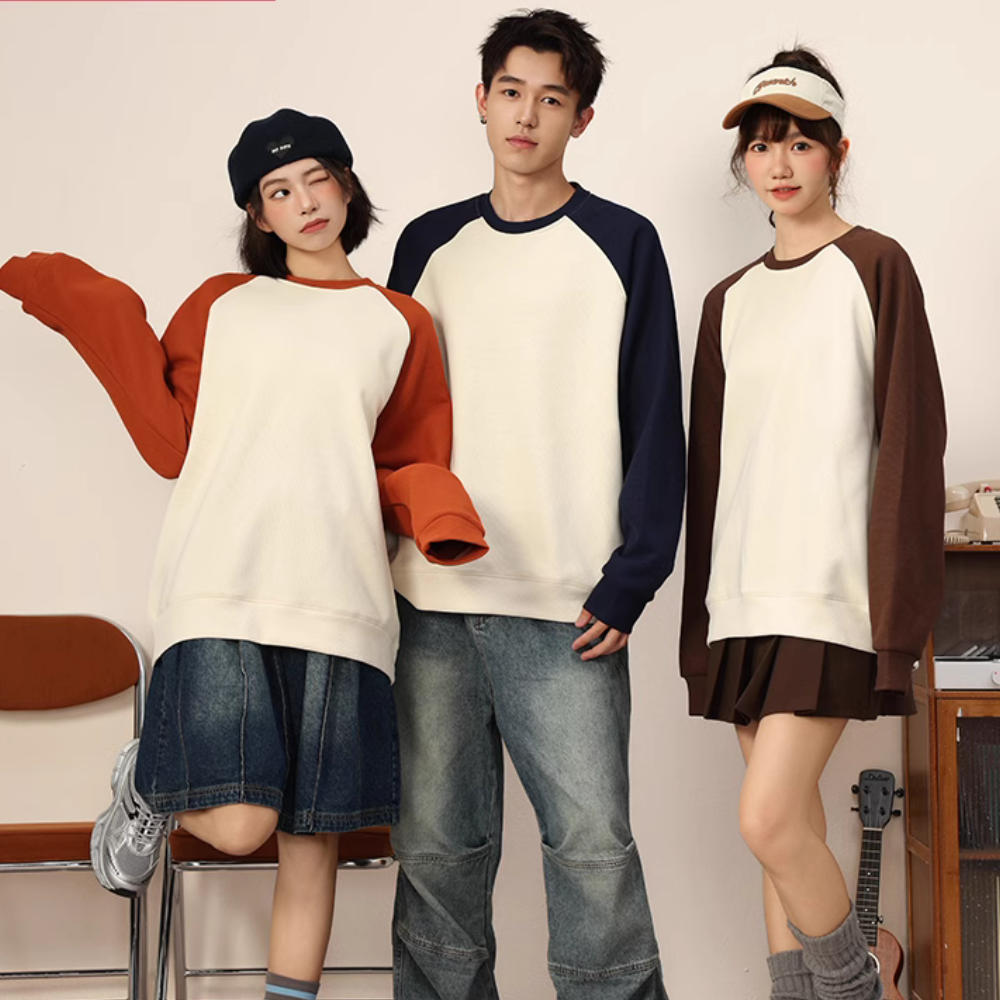 Solid Color Raglan Sweatshirt