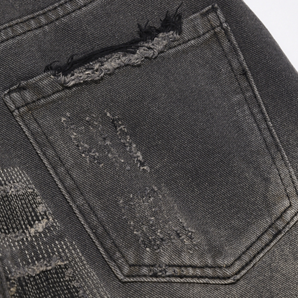 Punk Gradient Ripped Straight Jeans