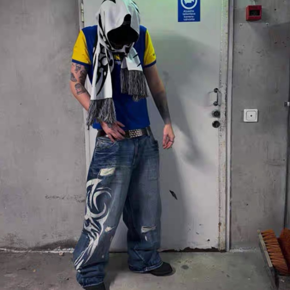 Unseen Echoes Tribal Flame Denim