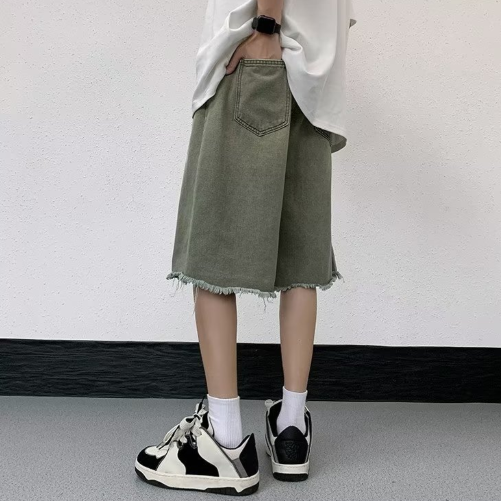 Vintage Gradient Letter Denim Shorts