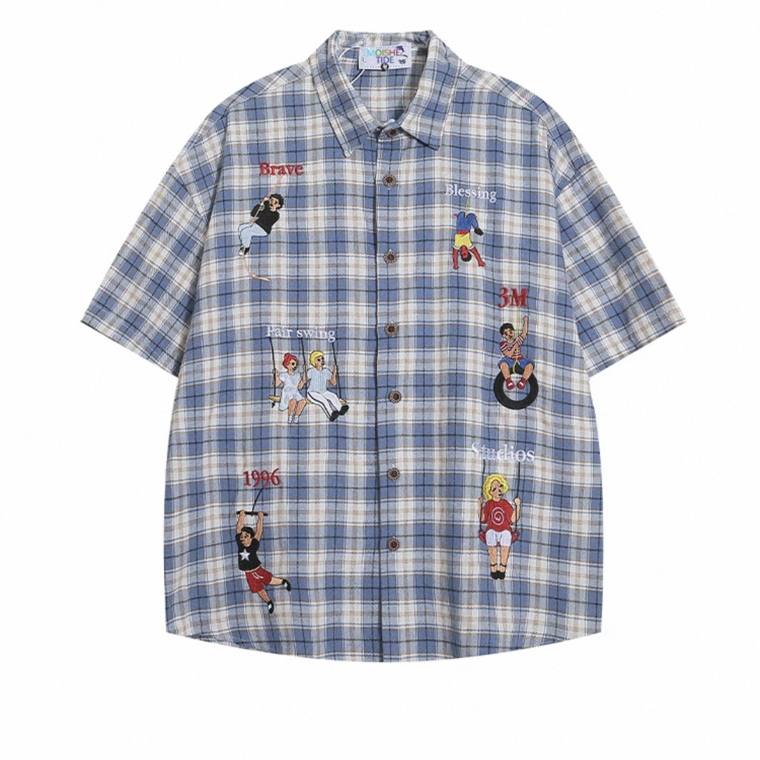 Vintage Embroidered Checkered Shirt