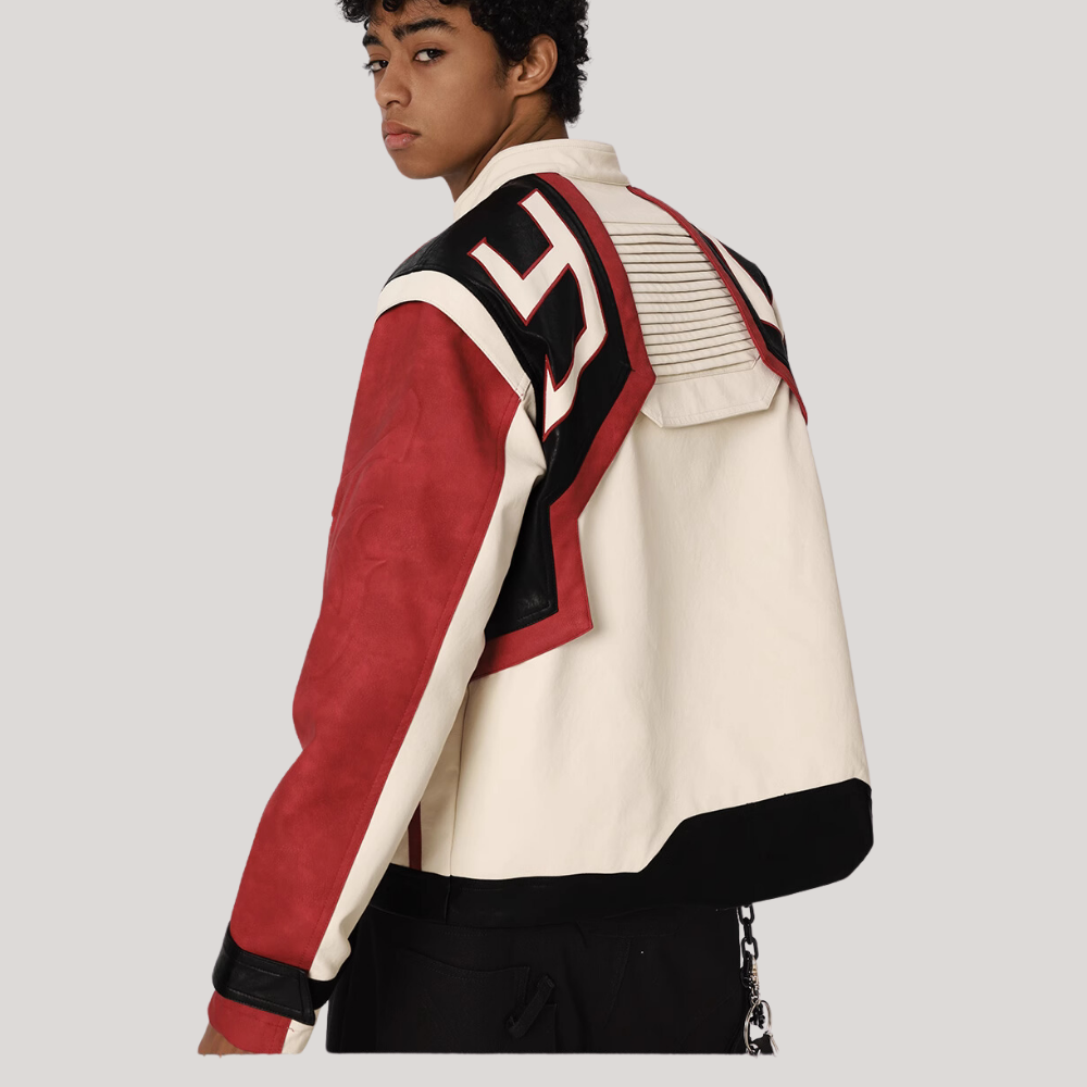 Hiphop Heavy Color Block Leather Jacket