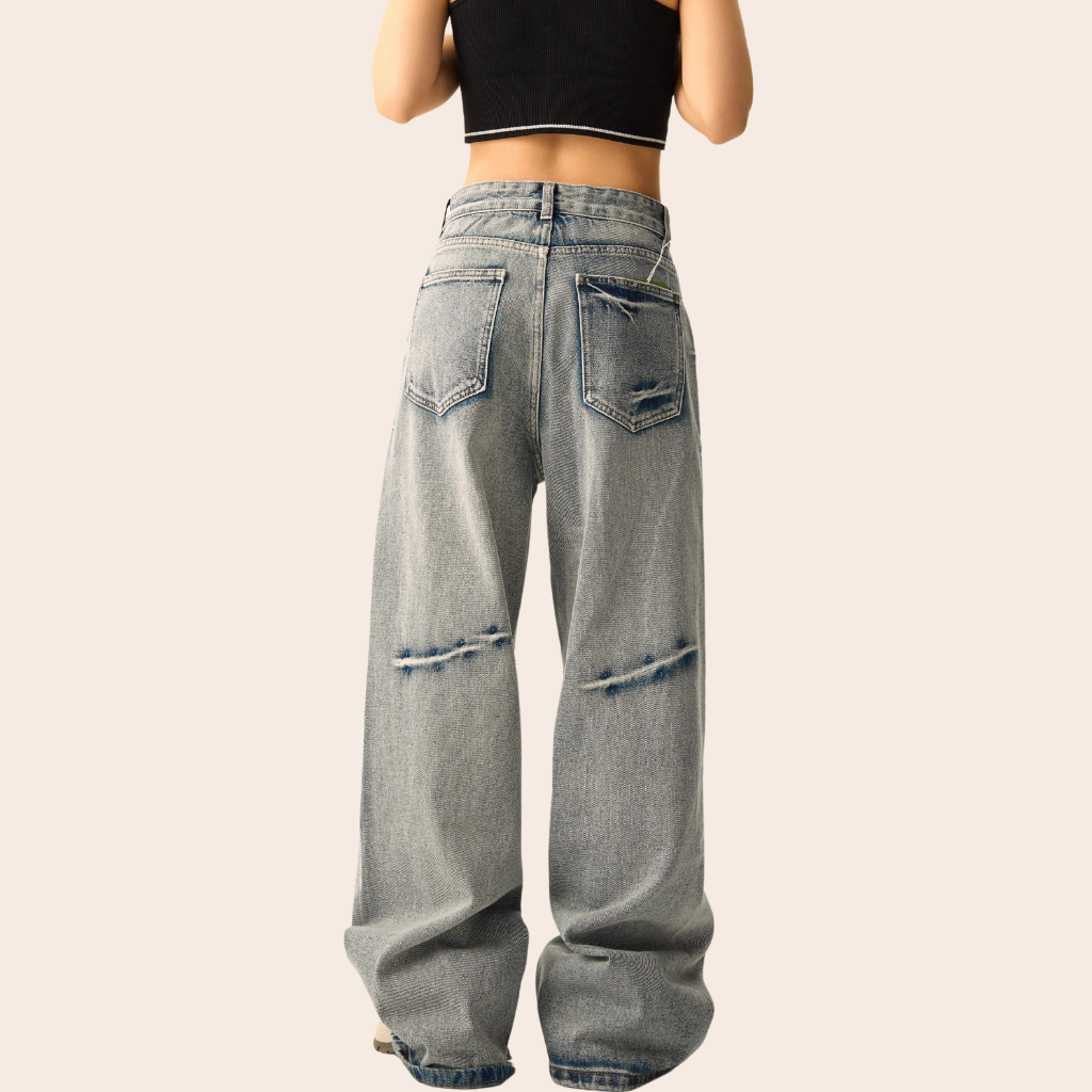 Women's High Street Washed Textured Jeans