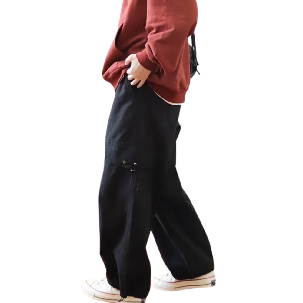 Retro Pocket Adjustable Drawstring Cargo Pants