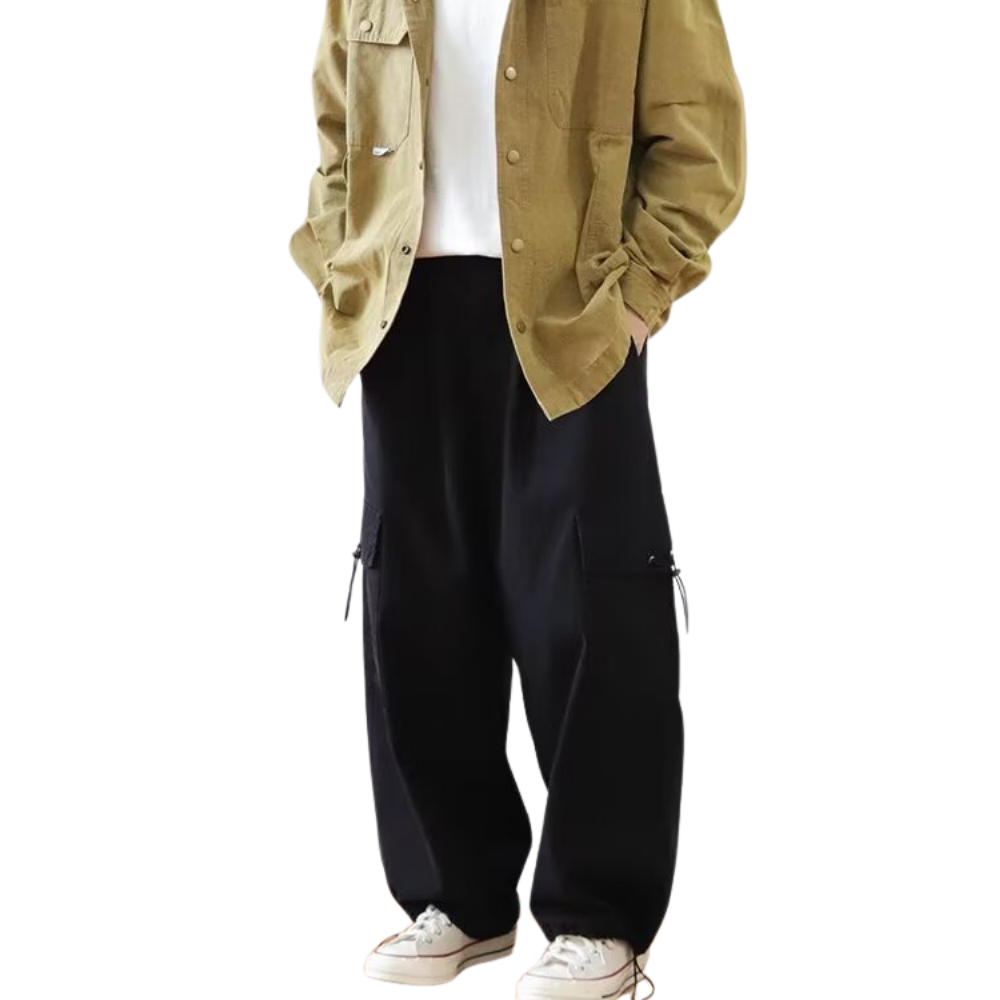Retro Pocket Adjustable Drawstring Cargo Pants