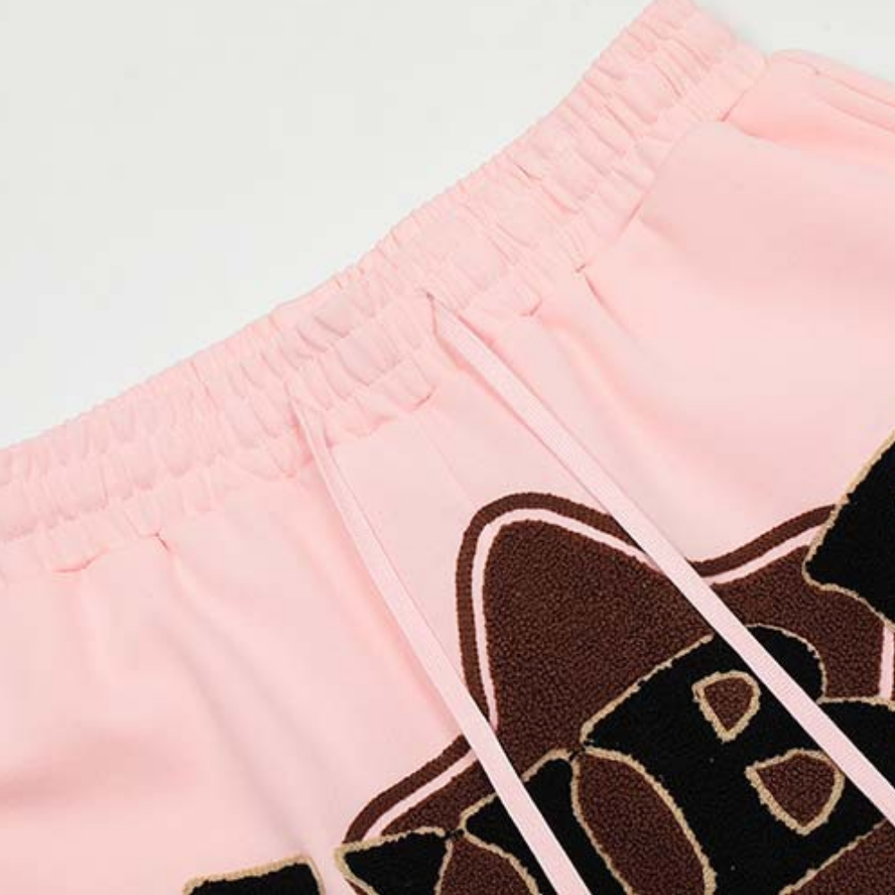 Casual Alphabet Star Flocked Cotton Shorts