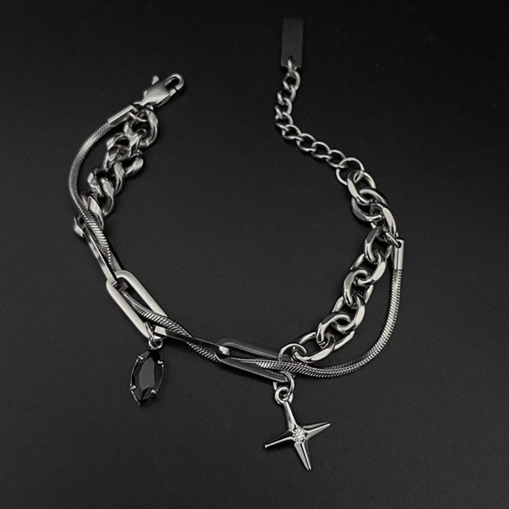 Double Star Obsidian Bracelet