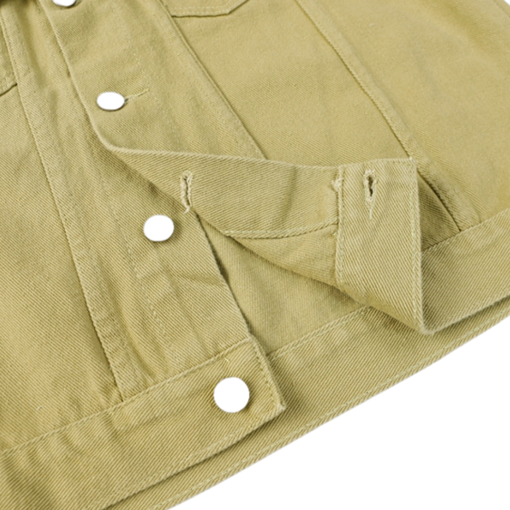 Casual Collarless Work Denim Jacket