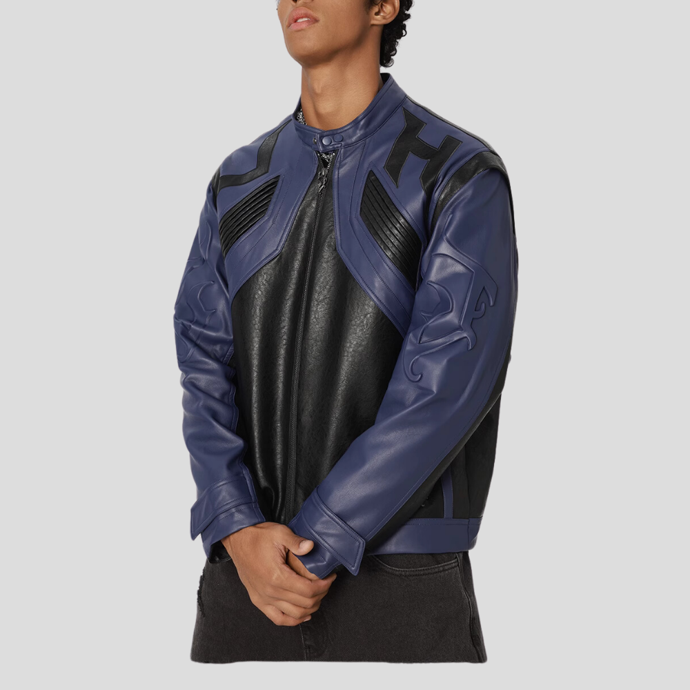 Hiphop Heavy Color Block Leather Jacket