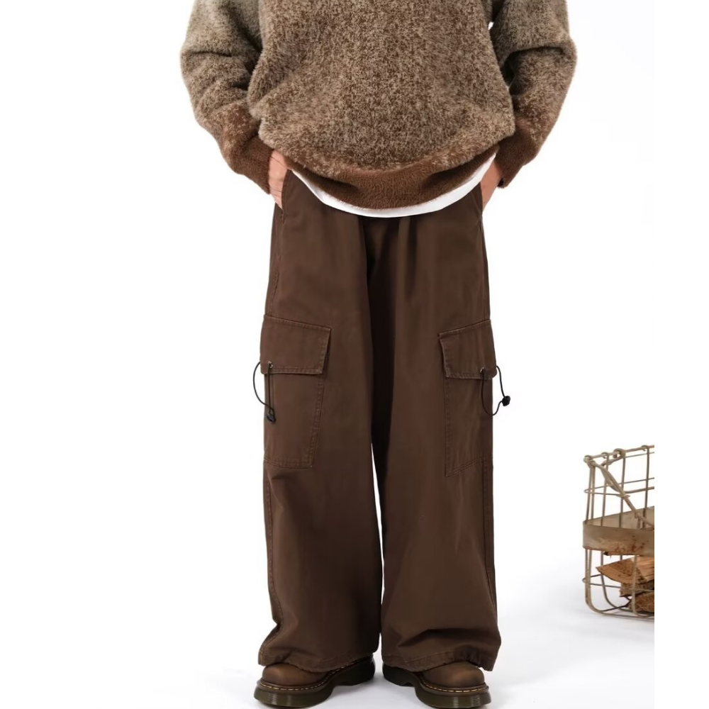 Retro Pocket Adjustable Drawstring Cargo Pants