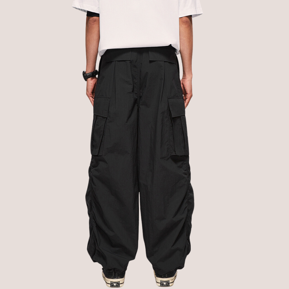 Three-dimensional Pocket Drawstring Cargo Pants