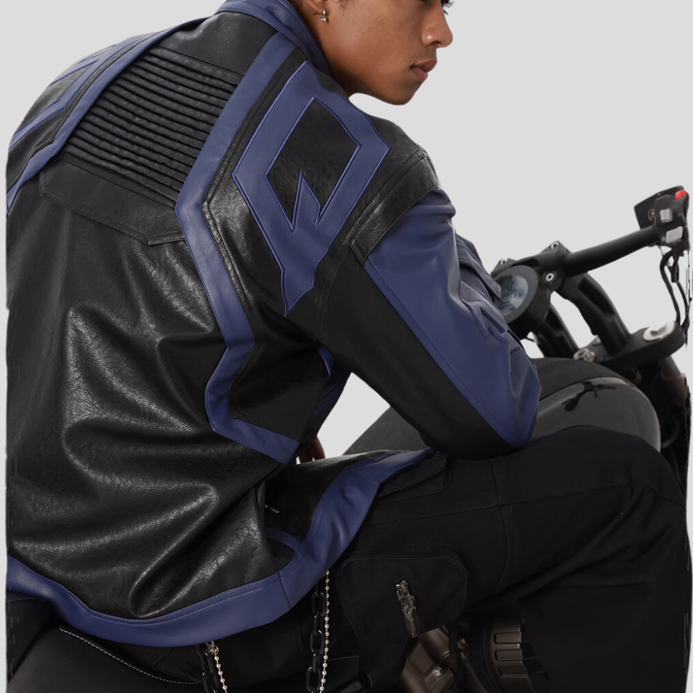 Hiphop Heavy Color Block Leather Jacket