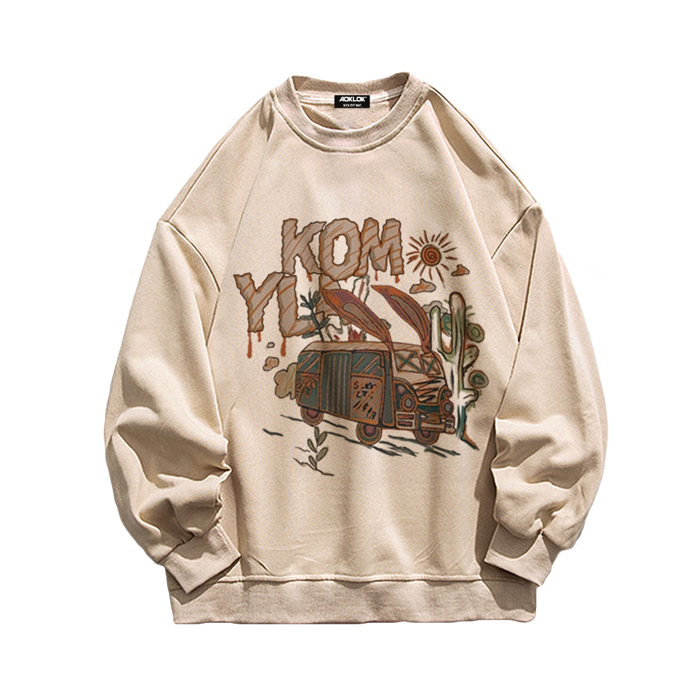 Casual Cartoon Car Sweatshirt