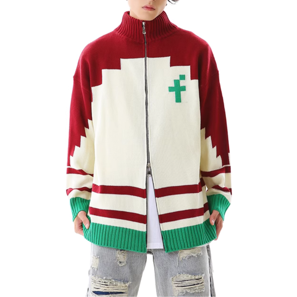 Cross Flower Cardigan Sweater